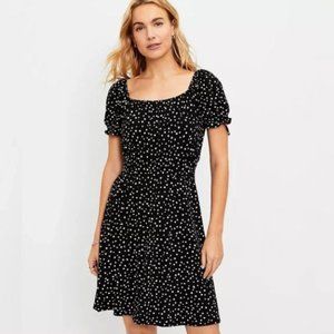 Loft Zoo Dot Smocked Square Neck Dress